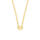 14k Yellow Gold Heart Puff Mariner And Oval Rolo Necklace, 18"